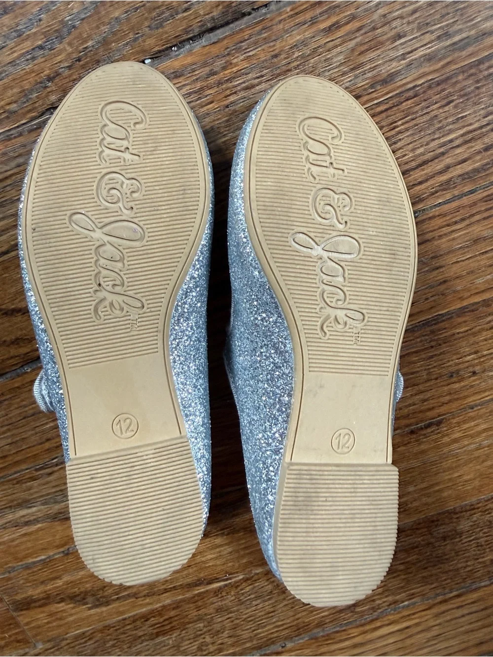 Toddler Silver Glitter Mary Jane Flats with Strap
